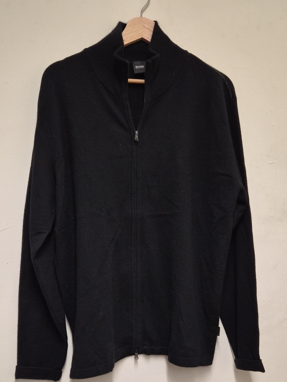 BOSS Men's Black Zip-Up Mock Collar Sweater Size XL